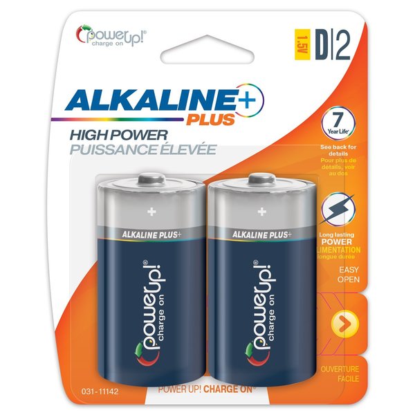 Power Up! Batteries Alkaline Plus D, PK 2 031-11142